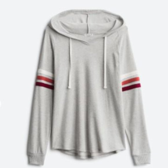 ALVN Studio Tessa Ribbed V Neck Hooded Knit Top - Picture 1 of 6